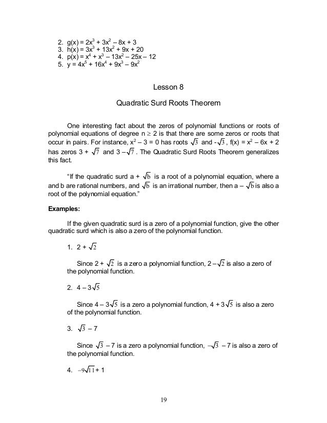 Module 2 Polynomial Functions