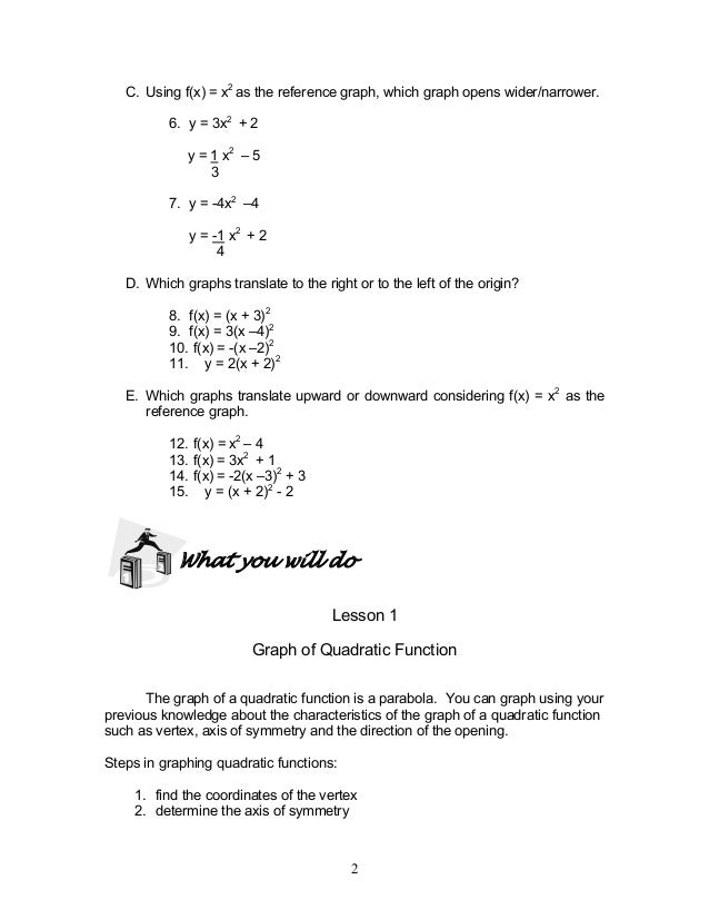 Module 2 Quadratic Functions Module 2 Quadratic Functions