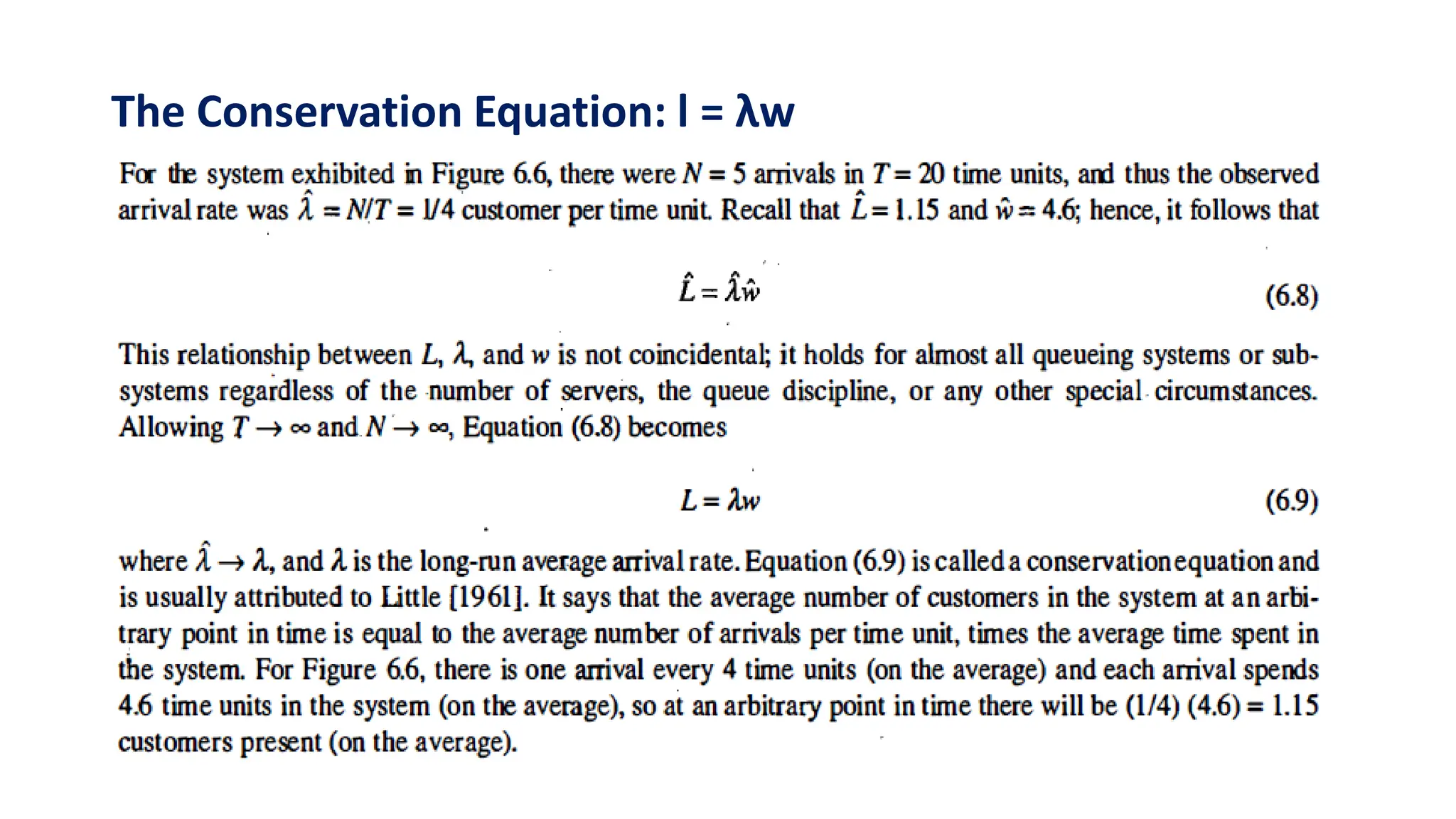 The Conservation Equation: l = λw
 