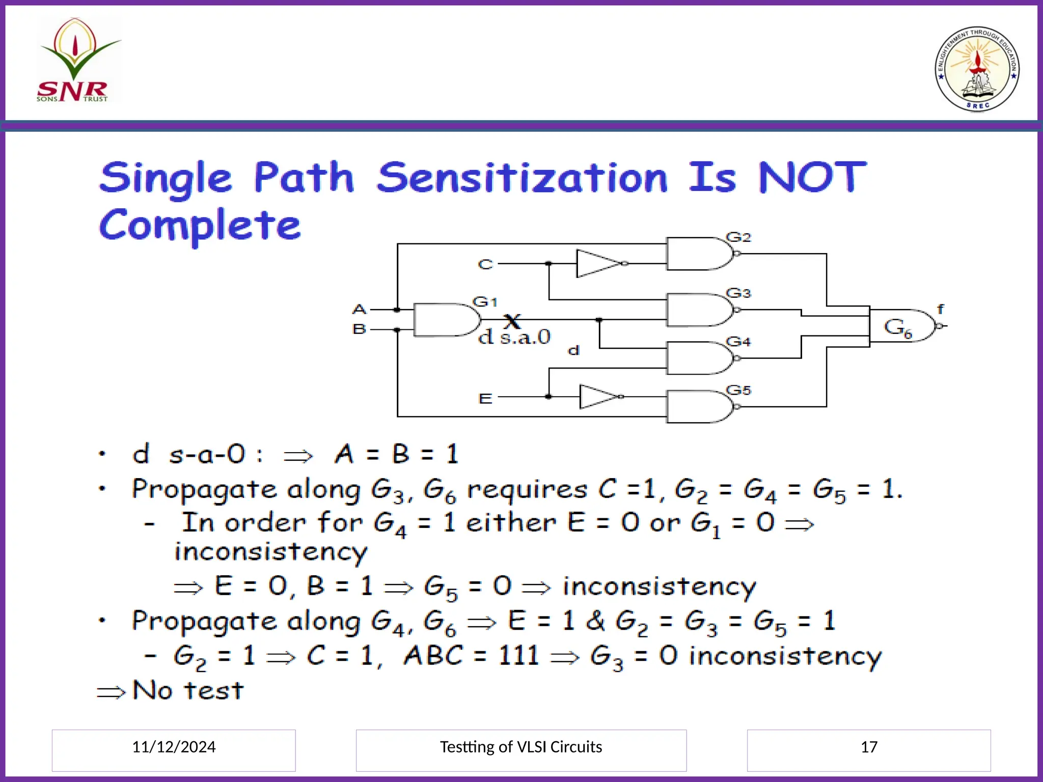 11/12/2024 Testting of VLSI Circuits 17
 