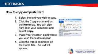 TEXT BASICS
How to copy and paste text?
 