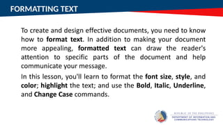 FORMATTING TEXT
 