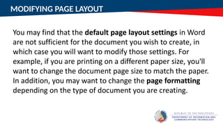 MODIFYING PAGE LAYOUT
 