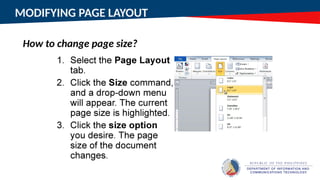MODIFYING PAGE LAYOUT
How to change page size?
 