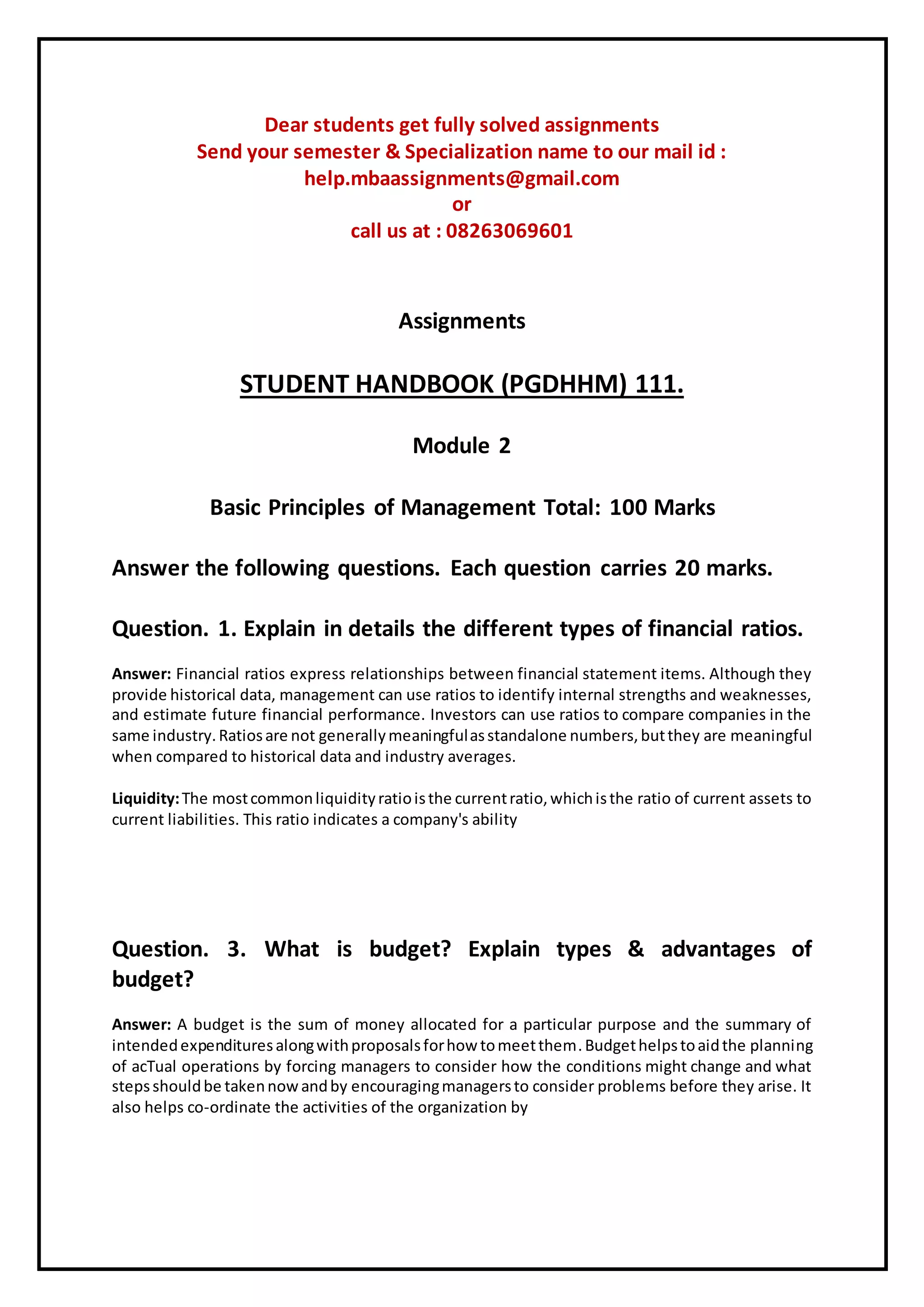 Module 2 basic principles of management docx