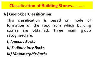 Stone Type Classification BMCT Mumbai University Module 2 Building Materials.pptx