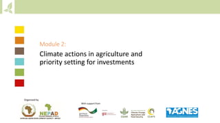Module 2: Climate actions in agriculture and priority setting for investments