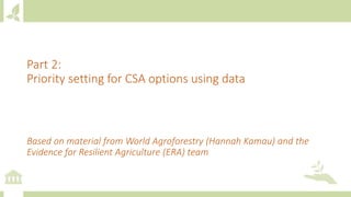 Module 2: Climate actions in agriculture and priority setting for investments