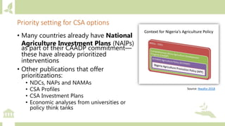 Module 2: Climate actions in agriculture and priority setting for investments