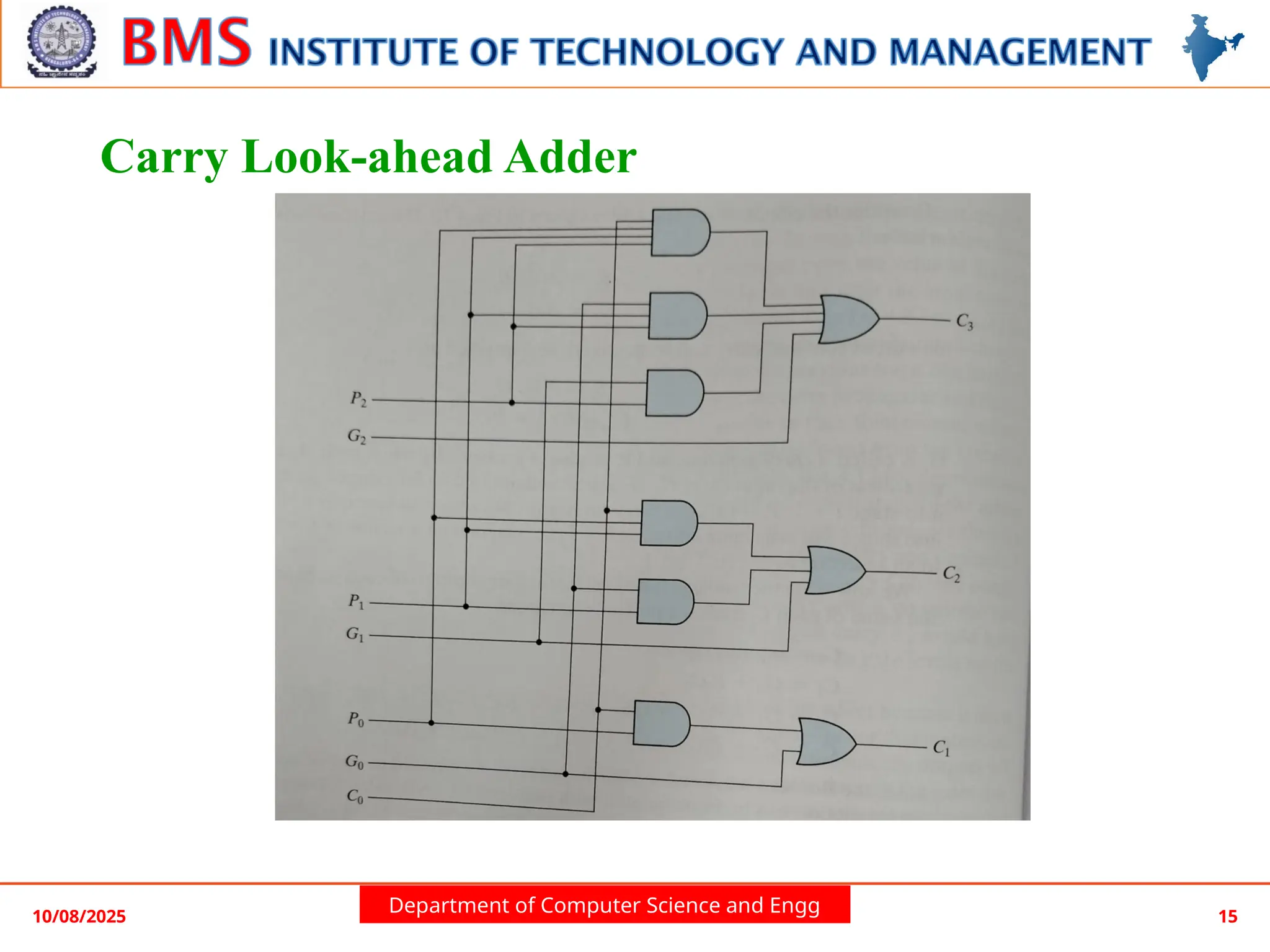 Department of Computer Science and Engg
10/08/2025 15
Carry Look-ahead Adder
 