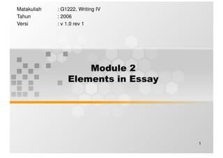 Module 2 Elements In Essay