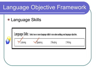 Language Skills Language Objective Framework 
