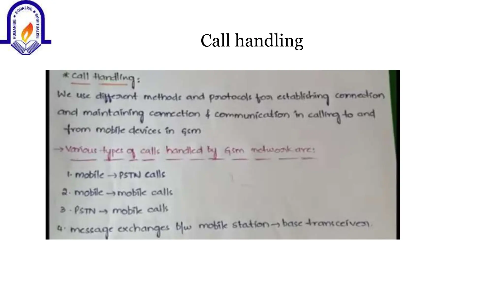 Call handling
 