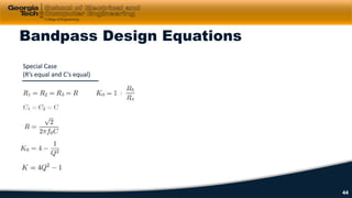 Bandpass Design Equations
Special Case
(R’s equal and C’s equal)
44
 