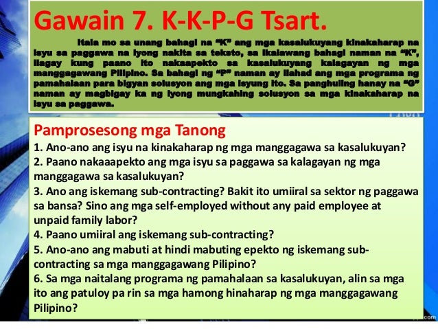 Kasalukuyang Kinakaharap Na Isyu Sa Paggawa Na Iyong Nakita Sa Teksto