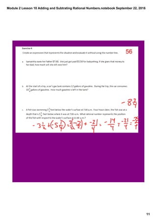 Module 2 lesson 10 adding and subtrating rational numbers | PDF