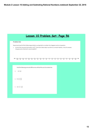 Module 2 lesson 10 adding and subtrating rational numbers | PDF