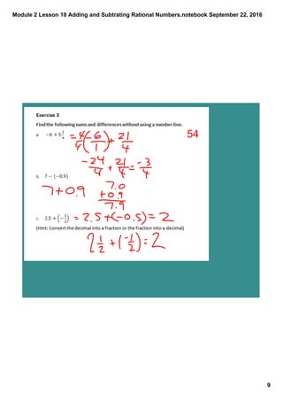 Module 2 lesson 10 adding and subtrating rational numbers | PDF