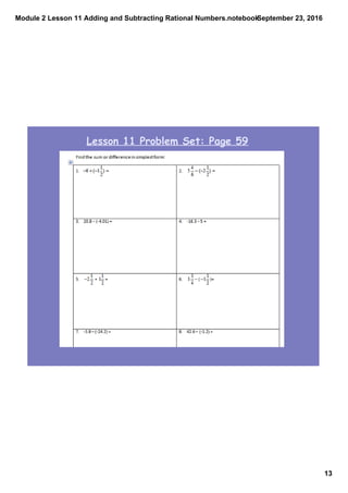 Module 2 lesson 11 adding and subtracting rational numbers | PDF