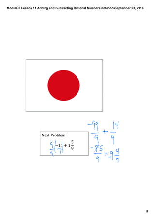 Module 2 lesson 11 adding and subtracting rational numbers | PDF