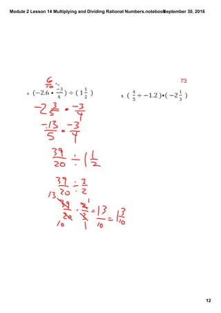 Module 2 lesson 14 multiplying and dividing rational numbers | PDF ...
