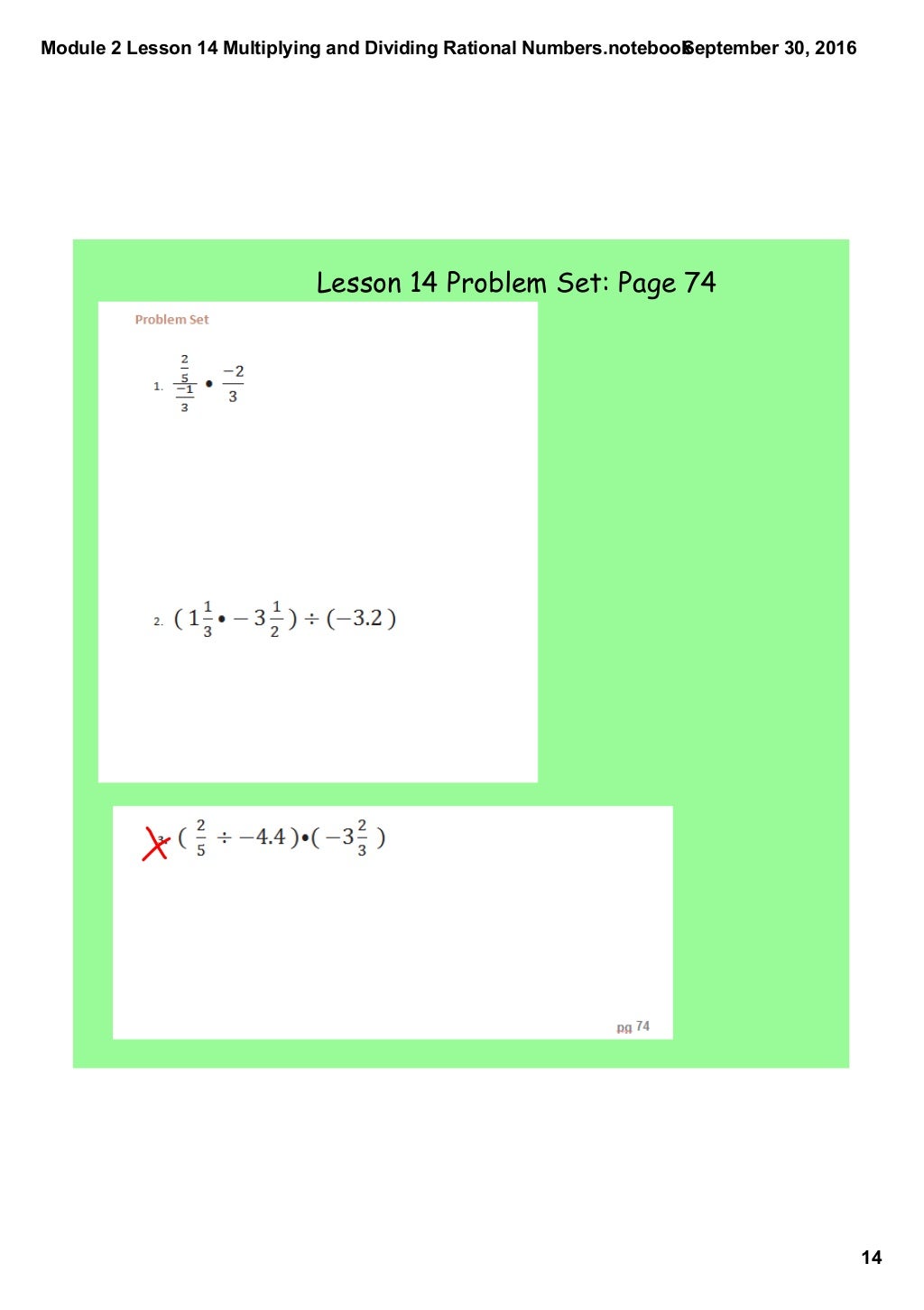 Module 2 lesson 14 multiplying and dividing rational numbers