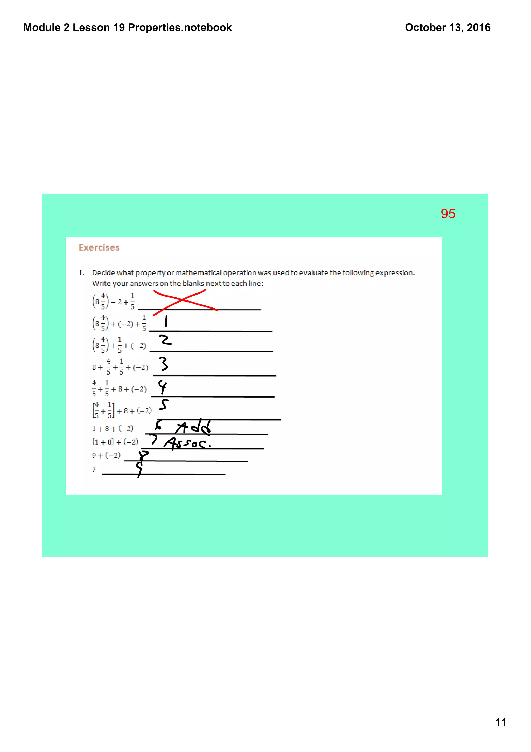 Module 2 Lesson 19 Properties.notebook
11
October 13, 2016
95
 