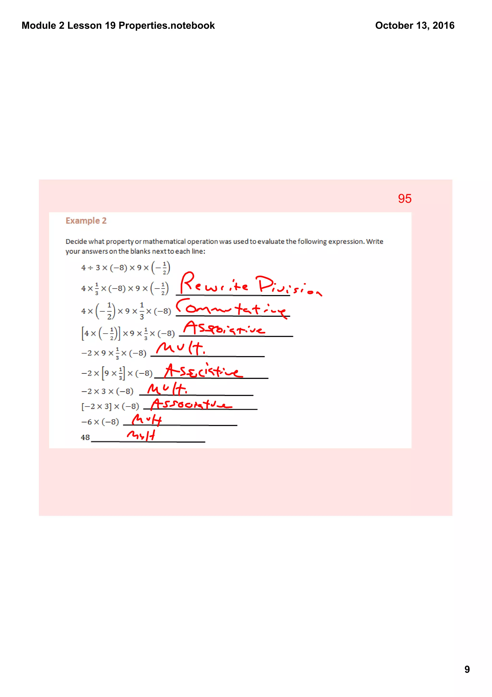 Module 2 Lesson 19 Properties.notebook
9
October 13, 2016
95
 