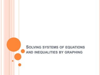 SOLVING SYSTEMS OF EQUATIONS
AND INEQUALITIES BY GRAPHING

 