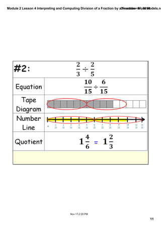 Module 2 Lesson 4 Interpreting and Computing Division of a Fraction by a December Fraction—01, More 2014 
Models.notebook 
11 
Nov 17­2: 
29 PM 
 