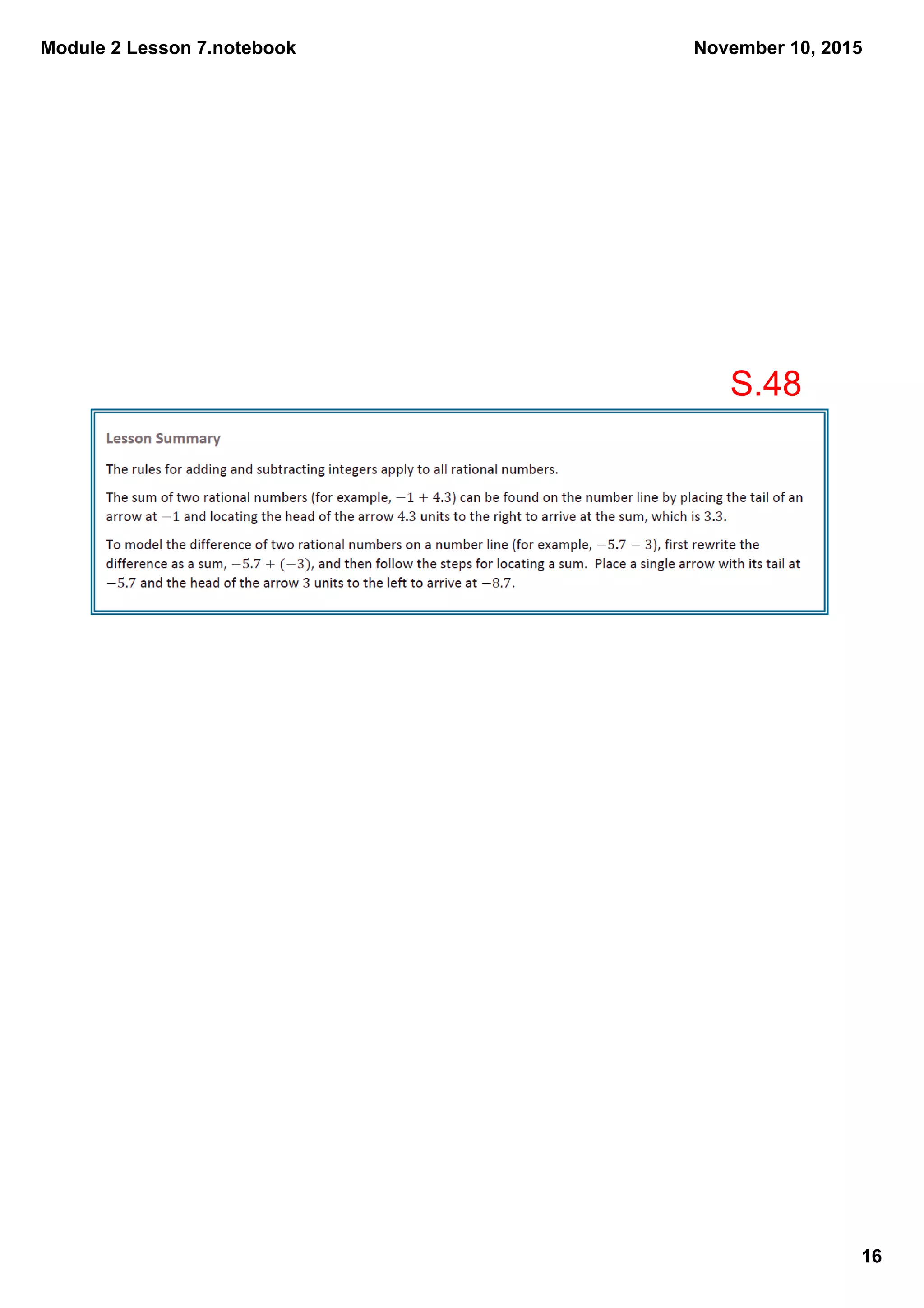 Module 2 Lesson 7.notebook
16
November 10, 2015
S.48
 