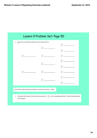 Module 2 lesson 9 repeating decimals | PDF