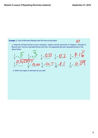 Module 2 lesson 9 repeating decimals | PDF
