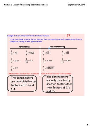 Module 2 lesson 9 repeating decimals | PDF