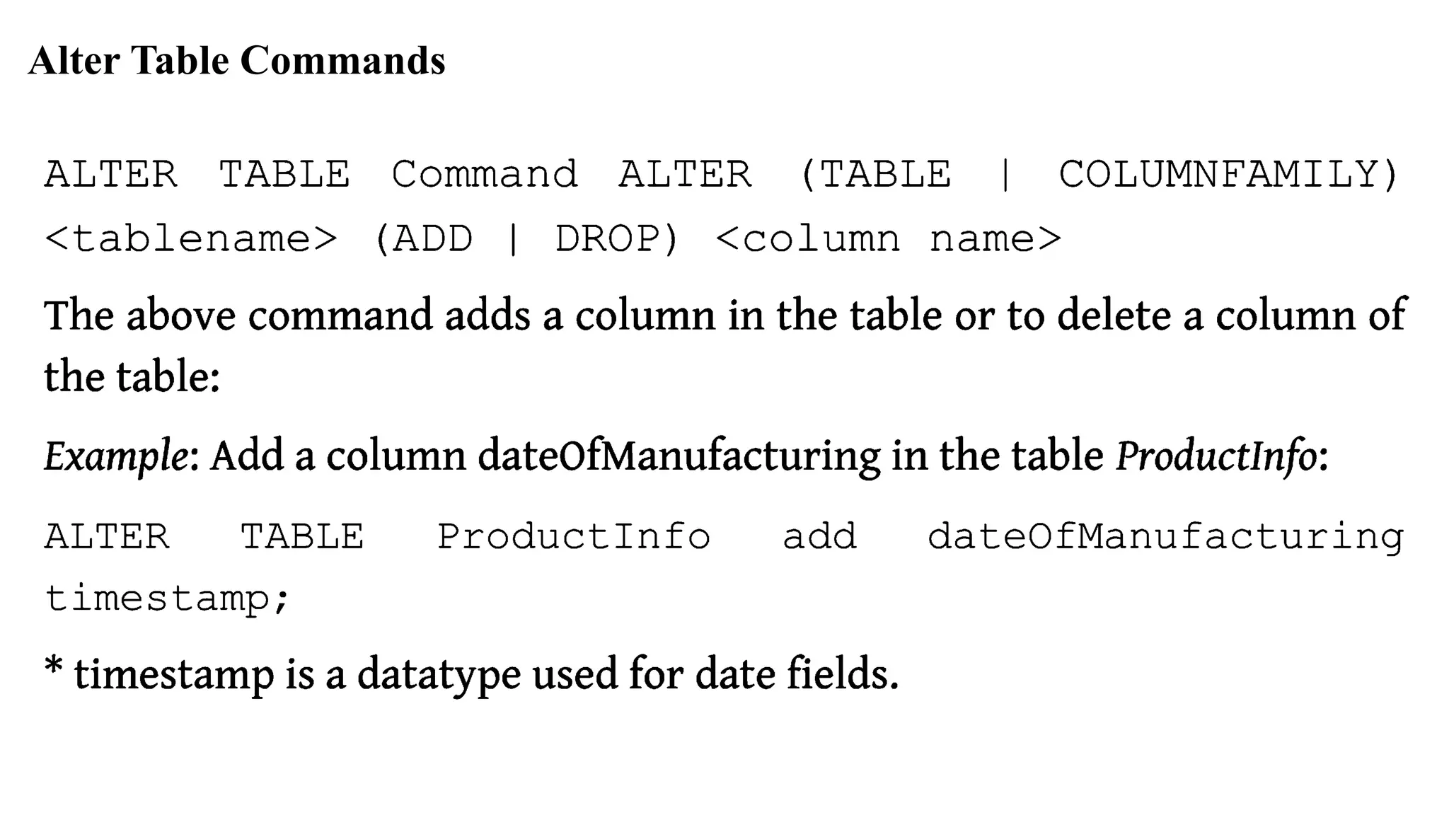 Alter Table Commands 