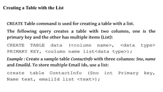 Creating a Table with the List
 