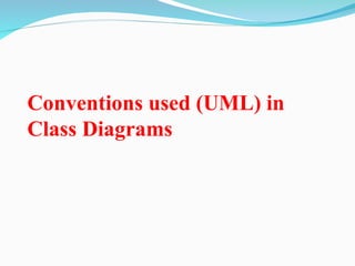 Conventions used (UML) in
Class Diagrams
 