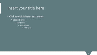Insert your title here
• Click to edit Master text styles
• Second level
• Third level
• Fourth level
• Fifth level
96
 