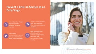 Prevent a Crisis in Service at an
Early Stage
Scan and analyse changes
in your customers'
behaviour at regular
intervals.
Create a communication
plan with your team.
Find more information in
Module 5.
Use different
communication channels
to reach customers in a
better and targeted way.
Keep communication
channels such as
website, Google ads etc.
up to date and
communicate changes
directly.
Photo: Andrea Piacquadio
 