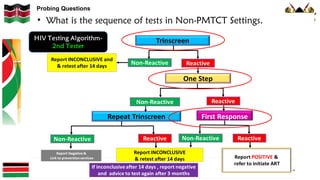 Probing Questions
• What is the sequence of tests in Non-PMTCT Settings.
 