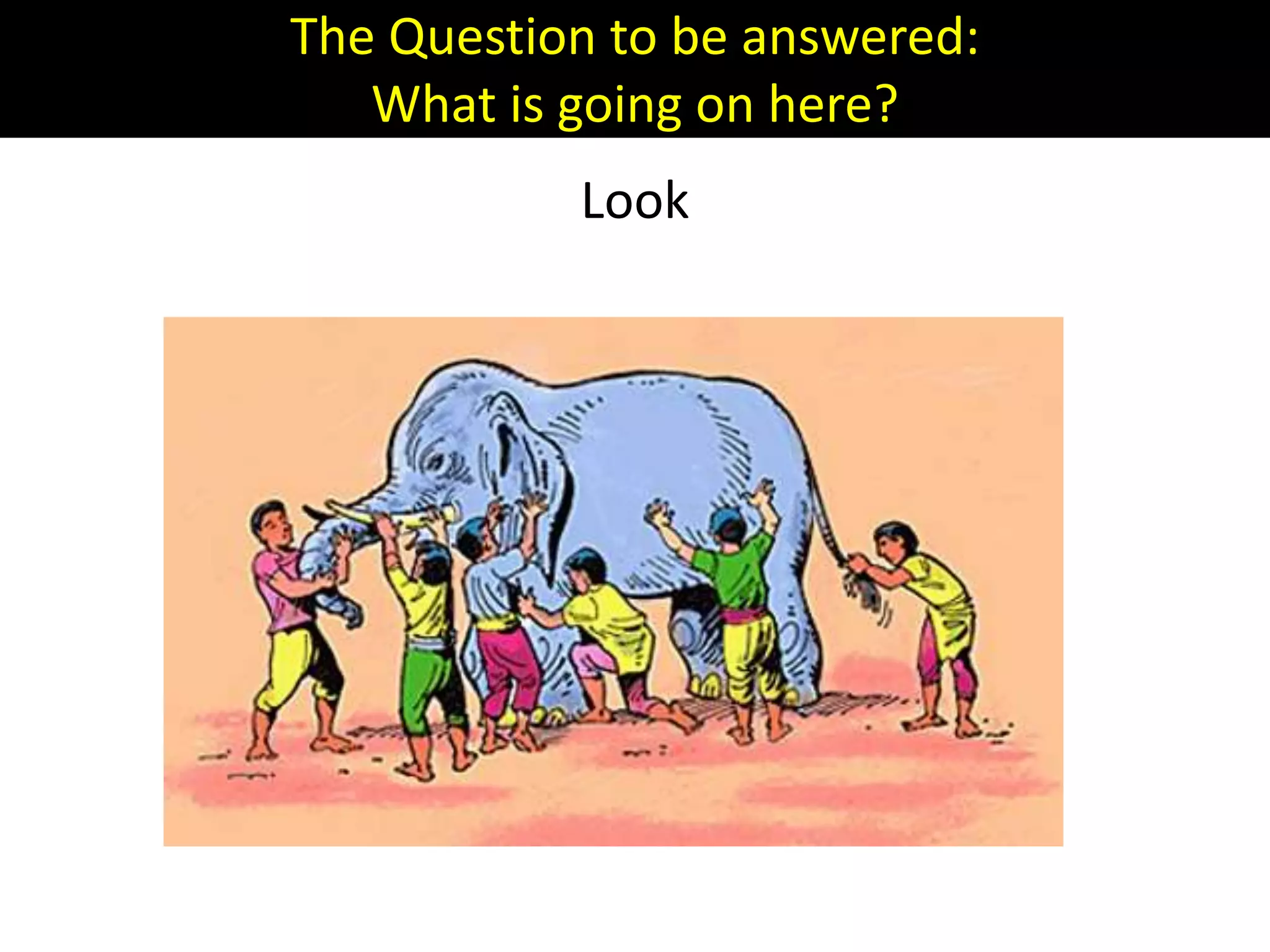 The Question to be answered:
What is going on here?
Look
 