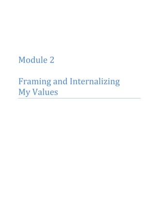 Module 2
Framing and Internalizing
My Values
 