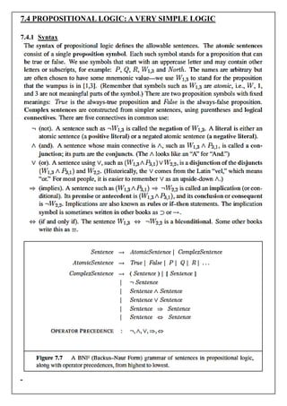 7.4 PROPOSITIONAL LOGIC: A VERY SIMPLE LOGIC
7.4.1 Syntax
 
