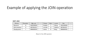 Example of applying the JOIN operation
 