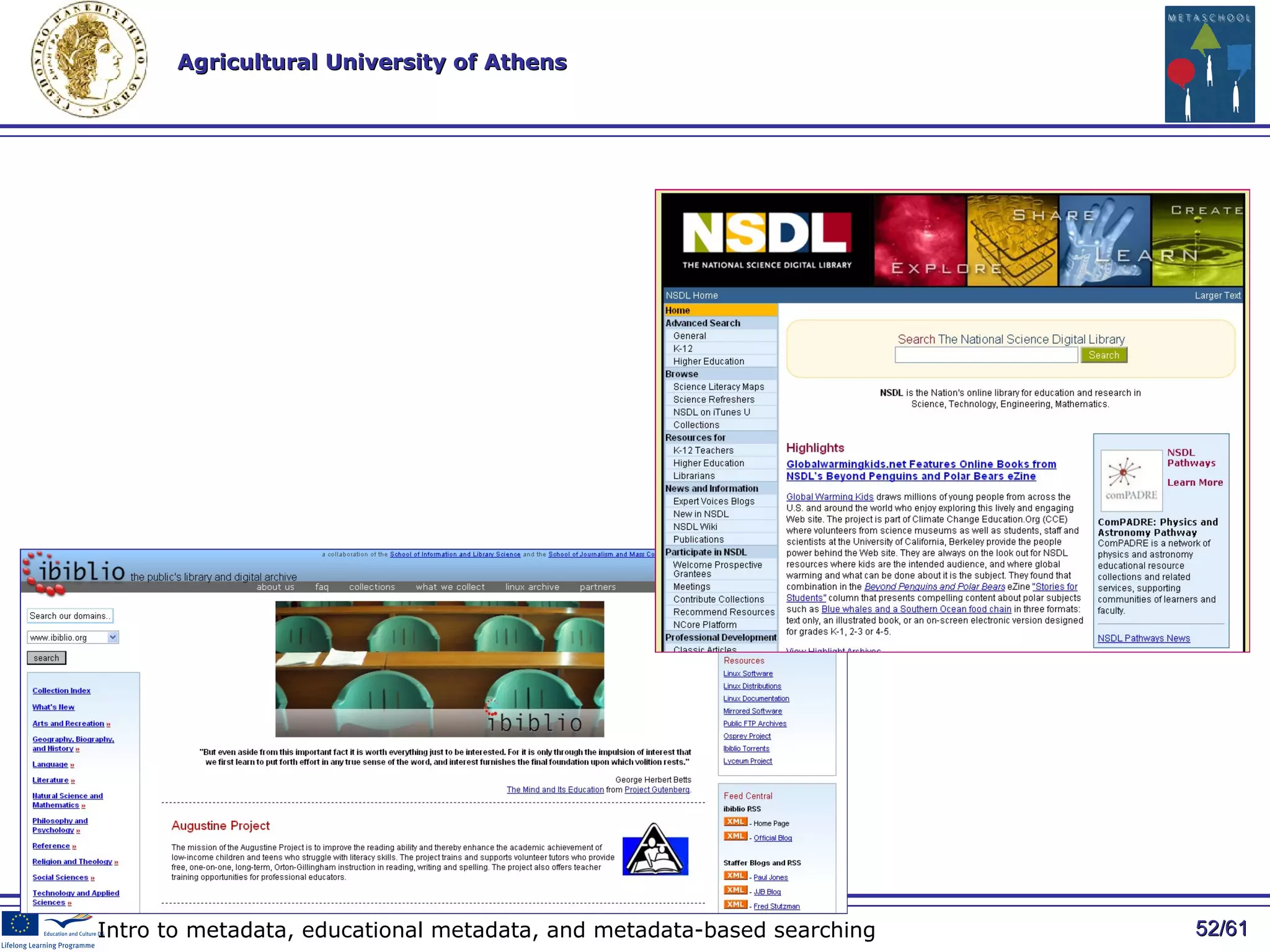 / 61 Intro to metadata, educational metadata, and metadata-based searching 