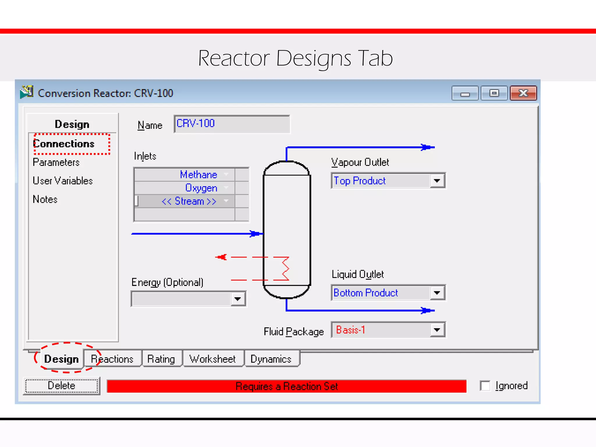 Reactor Designs Tab
 