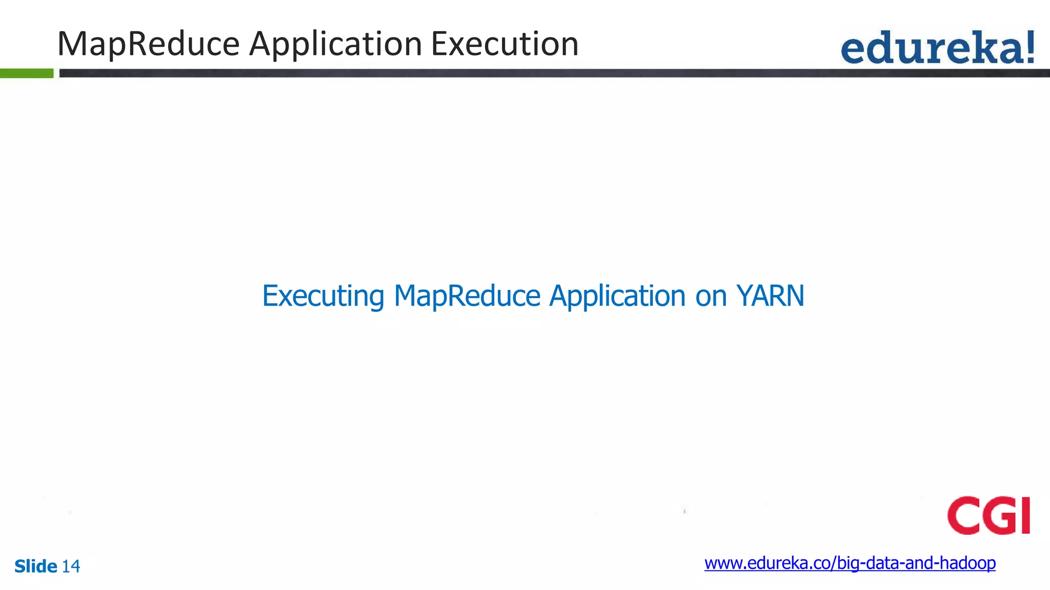 MapReduce Application Execution
www.edureka.co/big-data-and-hadoopSlide 14
Executing MapReduce Application on YARN
 