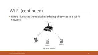 Wi-Fi (continued)
• Figure illustrates the typical interfacing of devices in a Wi-Fi
network.
Fig: Wi-Fi Network
100
Shrishail Bhat, Dept. of ECE, AITM Bhatkal
 