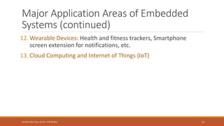 Major Application Areas of Embedded
Systems (continued)
12. Wearable Devices: Health and fitness trackers, Smartphone
screen extension for notifications, etc.
13. Cloud Computing and Internet of Things (IoT)
22
Shrishail Bhat, Dept. of ECE, AITM Bhatkal
 