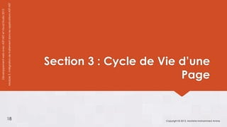 Développement web avec ASP.NET et Visual Studio 2012

                                            Module 3 : Intégration de traitement dans les applications ASP.NET




                 18
                                                                        Page
                                               Section 3 : Cycle de Vie d’une




Copyright © 2013, Mostefai Mohammed Amine
 